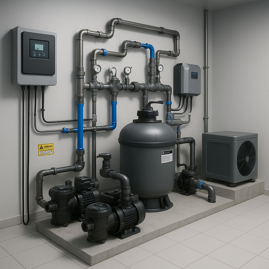 Moderne Poolfilter und Pumpen